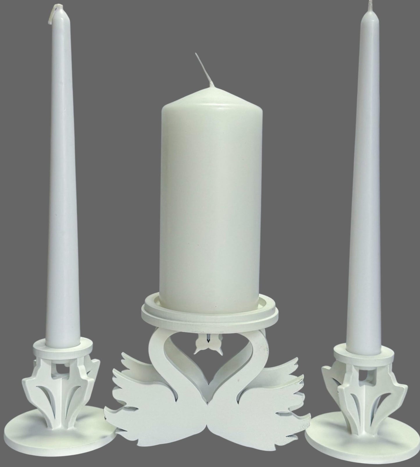 Magik Life Wooden Unity Candle Holder – Solid Triple Candle Stand – Handcrafted from Natural Wood – Painted in Safe Premium White Finish – Fits 2 Taper (0.80”) & 1 Pillar Candle (3”)