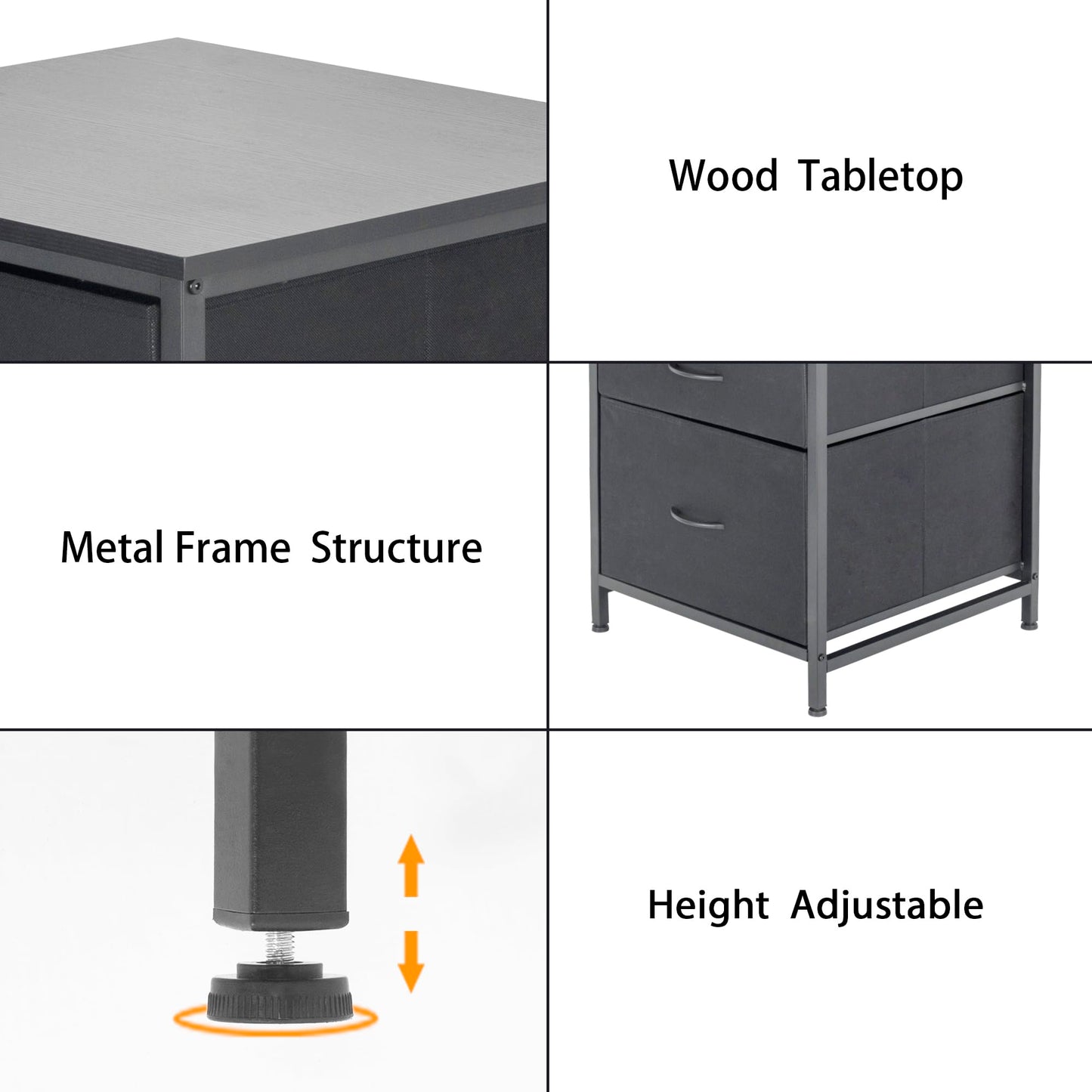 TDLEAYYD Mini Fridge Stand with 2 Drawer, Mini Fridge Organizer Stand Refrigerator Stand with Metal Frame for Dorm, Home, Kitchen, Black
