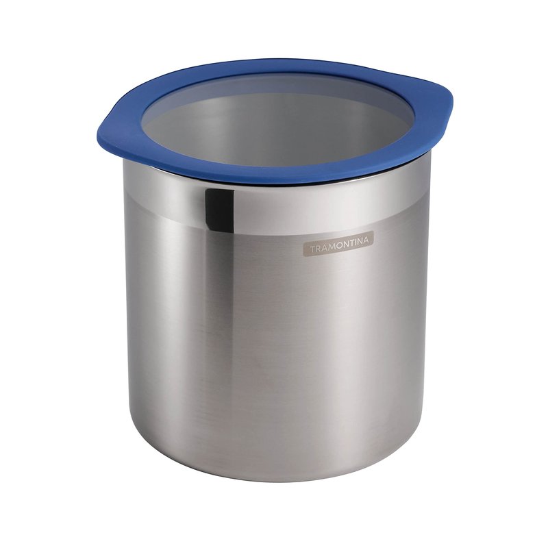 Tramontina 4-Piece Food Storage Containers with Silicone Lids, Stainless Steel Reusable Canister Set, Kitchen Pantry Organizer for Oats, Flour, Cereal, Sugar, Snacks (Blue)
