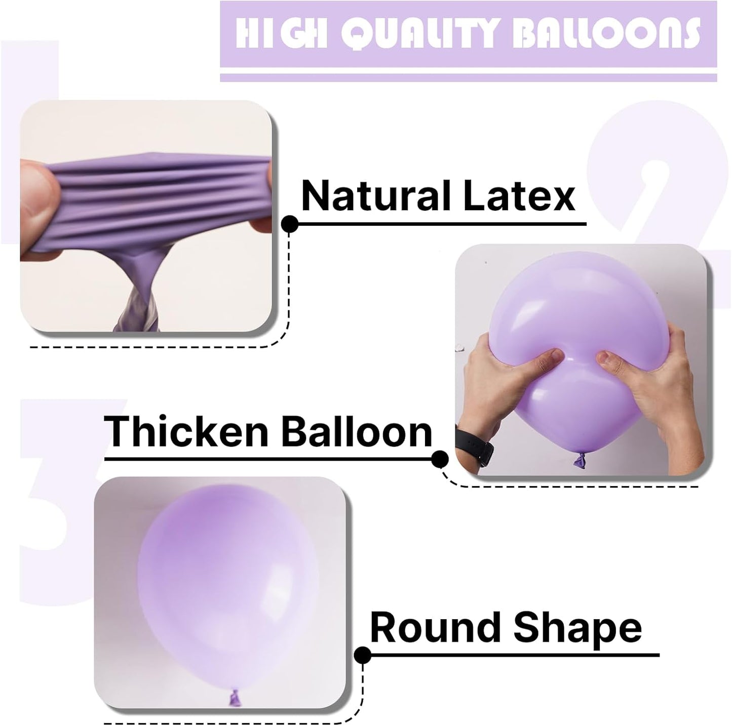 PartyWoo Pastel Purple Balloons - 100-Piece Pack | 5-18 Inch Sizes for Baby Shower & Birthday Decor