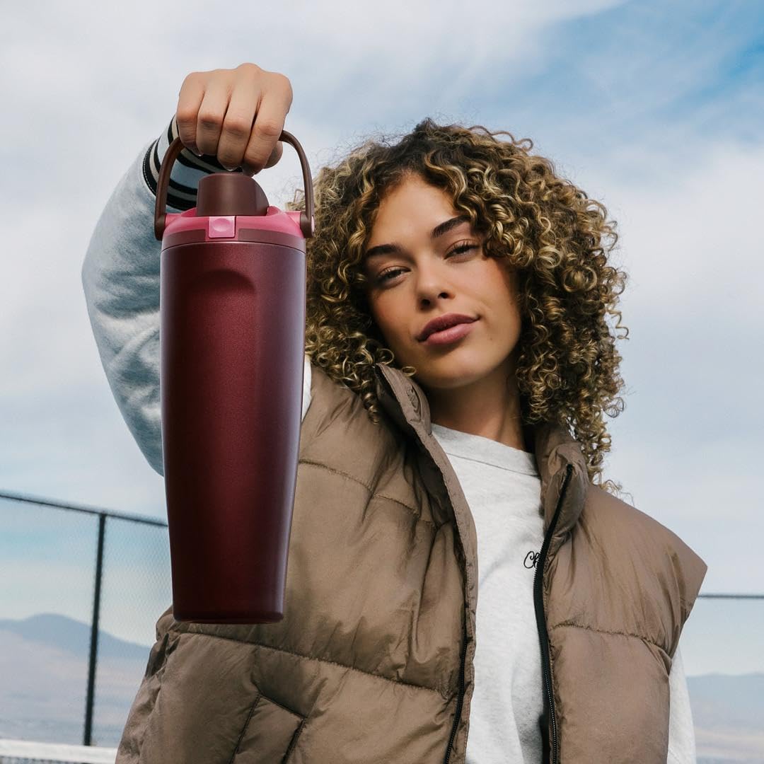 Owala FreeSip Sway Insulated Water Bottle - 40oz Stainless Steel, Two-Way Spout & Built-In Straw, Black Cherry
