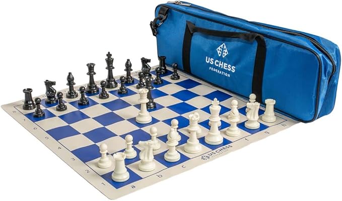 U.S. Chess Supreme Triple Weighted Chess Set Combo (Blue)