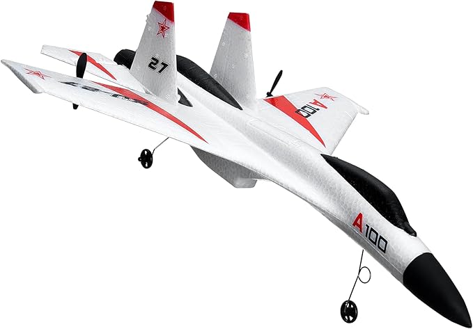 VEVOR RC Plane 2.4GHZ 4 Channel RC Airplane with 6-Axis Gyro Stabilizer&2 Batteries Ready to Fly SU-27 Fighter Aircraft Plane Toy for Adults Kids Beginners Boys Birthday/Xmas Child Gift