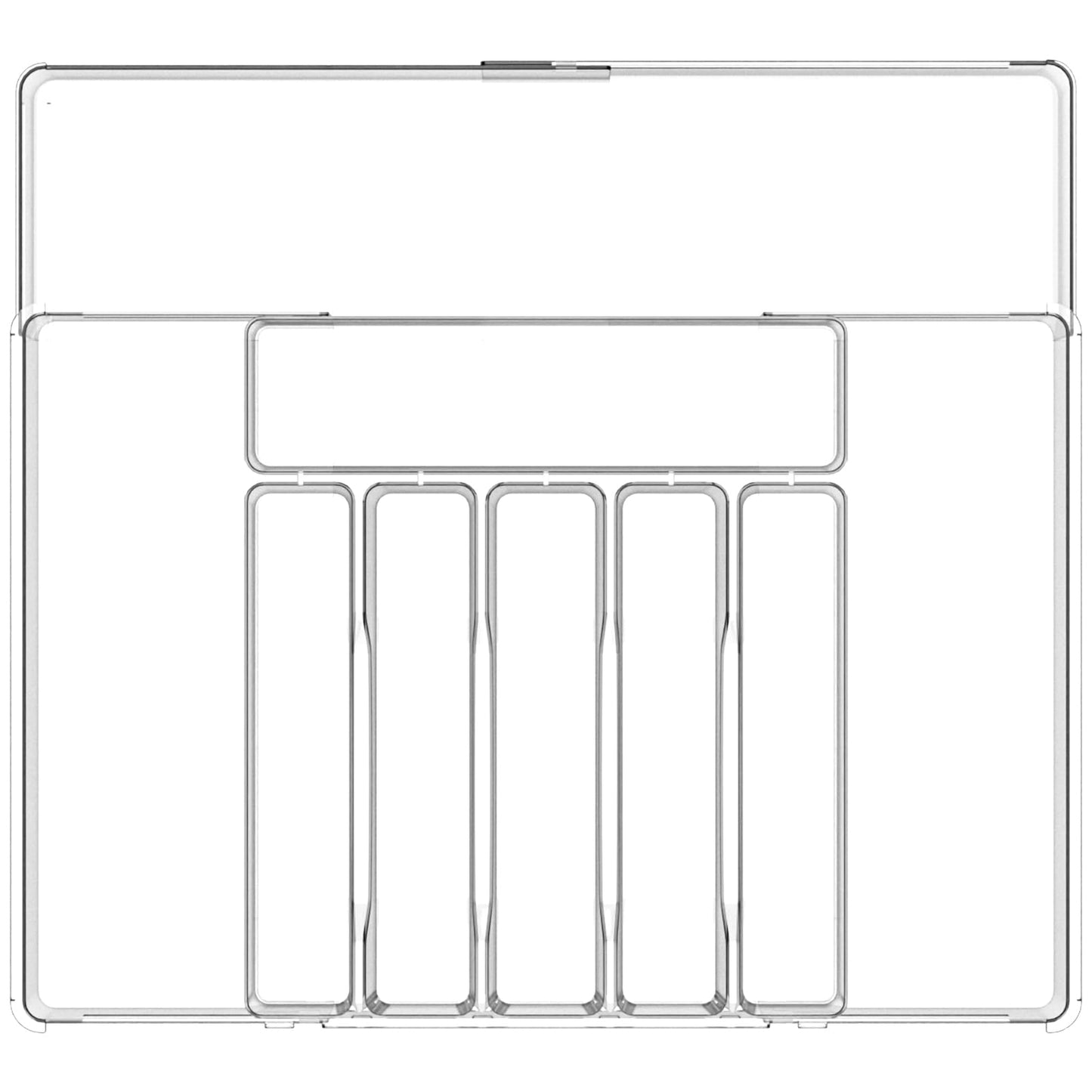 Acina Silverware Organizer for Kitchen Drawers: Expandable Cooking Utensil Tray - Adjustable Cutlery Flatware Holder - Spatula Tools Gadgets Storage Divider Clear (Expandable Tray with 9-Drawers)