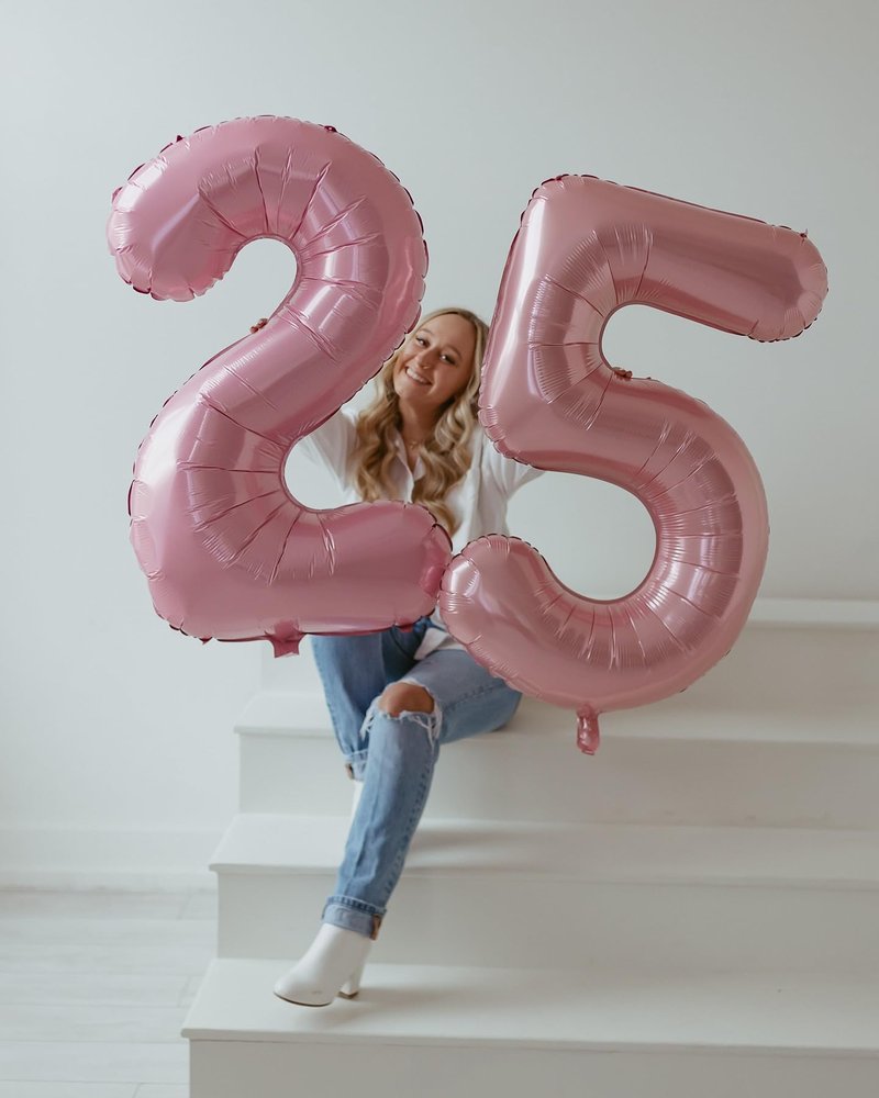 Pearlescent Pink Number 12 Balloons 40 inch, 12 Number Balloons, 12th Birthday Decorations for Girls 12 Year Old Pastel Pink Party Supplies