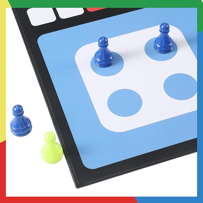 Soulchen Ludo Board Game Set Foldable Game Board with 16 Colorful Pawns Dice Cup 2 Dice & Storage Box Family for Travel Party Events or Family Gatherings