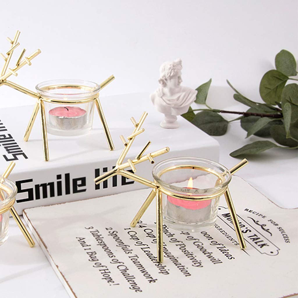 XILIN-1987 Candle Holderss Wrought Iron Deer Candle Holder Candlelight Dinner Props Candlestick Table Home Furnishings Decorative Candlestick