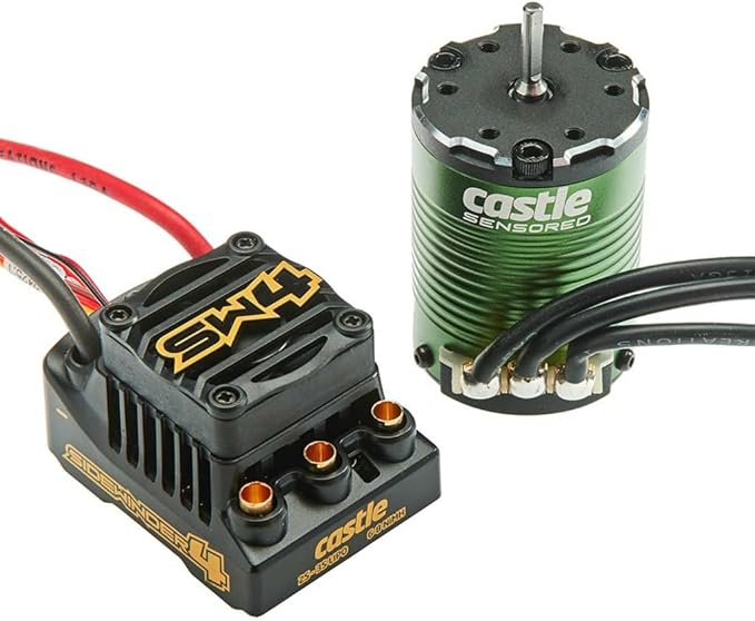 Castle Creations Sidewinder 4 Sensorless ESC & 1406 4600KV Brushless Motor Upgrade for 1/10 RC Vehicles Basher Edition Black Green