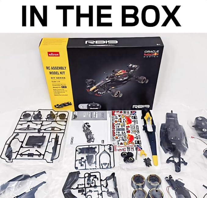 RASTAR 92600 1/16 55PCS Officially Licensed RC Race Car Building Kits for Oracle RedBull F1 RB19 with Remote Motor & DIY Decals for Play & Display - Ideal Gift for F1 Fans Ages 8+