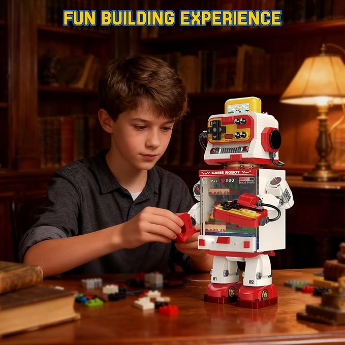 Fantastic Idea Game Robot Building Block Sets Retro Game Console Building Toys Pixel Style Collection & Display DIY Model Kit Creative Gifts for Adults Teens 14+(592PCS)