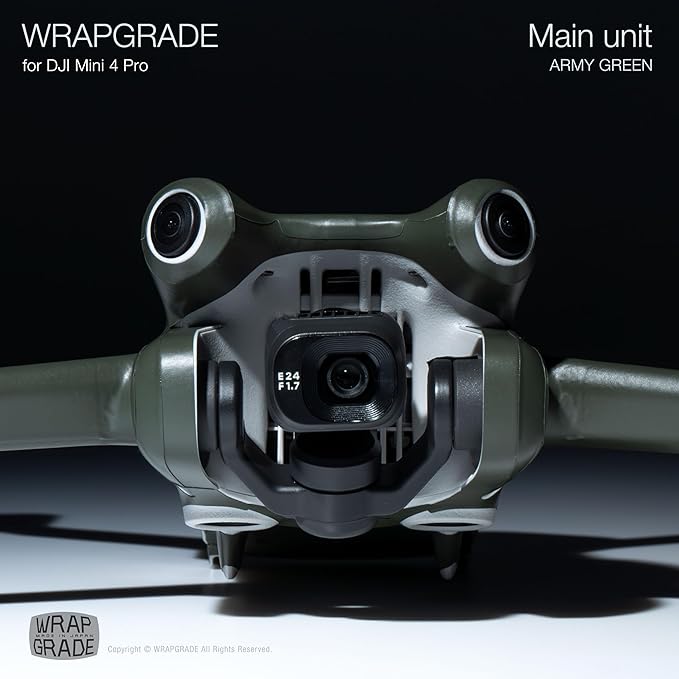 WRAPGRADE Skin Stickers Compatible with DJI Mini 4 Pro | Full Wrap (Army Green)