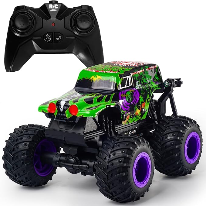 Gohero Monster Trucks for Boys Age 4-7 2.4Ghz RC Zombie Monster Truck Toys with Stunt 360°Spin & Drift 1:20 Scale Remote Control Car with Light & Sounds Gift for 3 5 6 8 Year Old Boys&