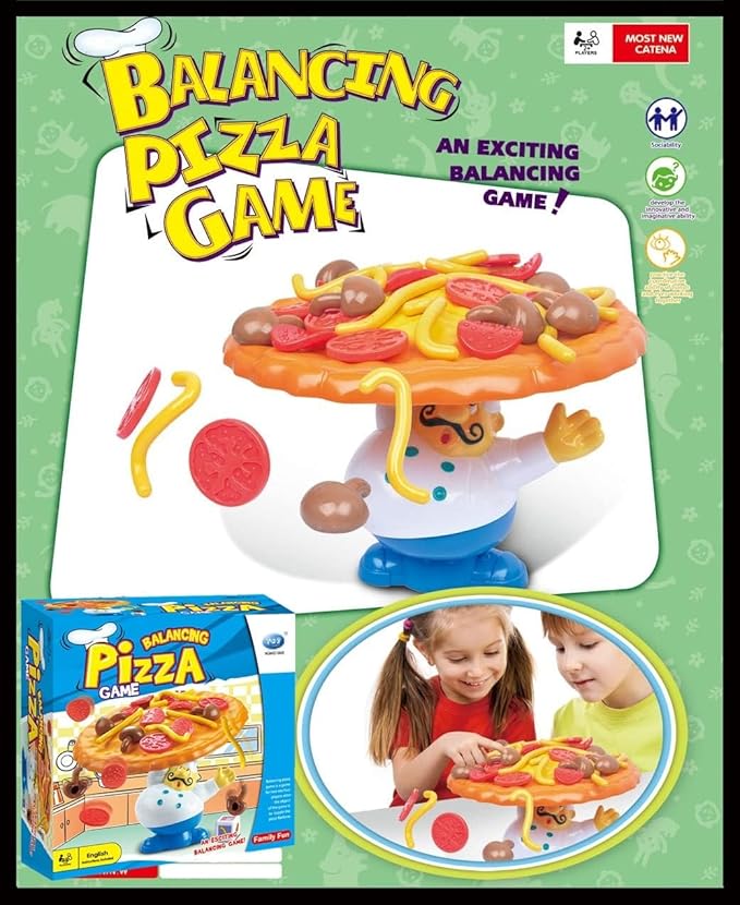 Topple Pizza GameTabletop Balancing Pizza Toy Poppa's Pizza Pile-Up for 2-4 PlayersFun for Family & Friends