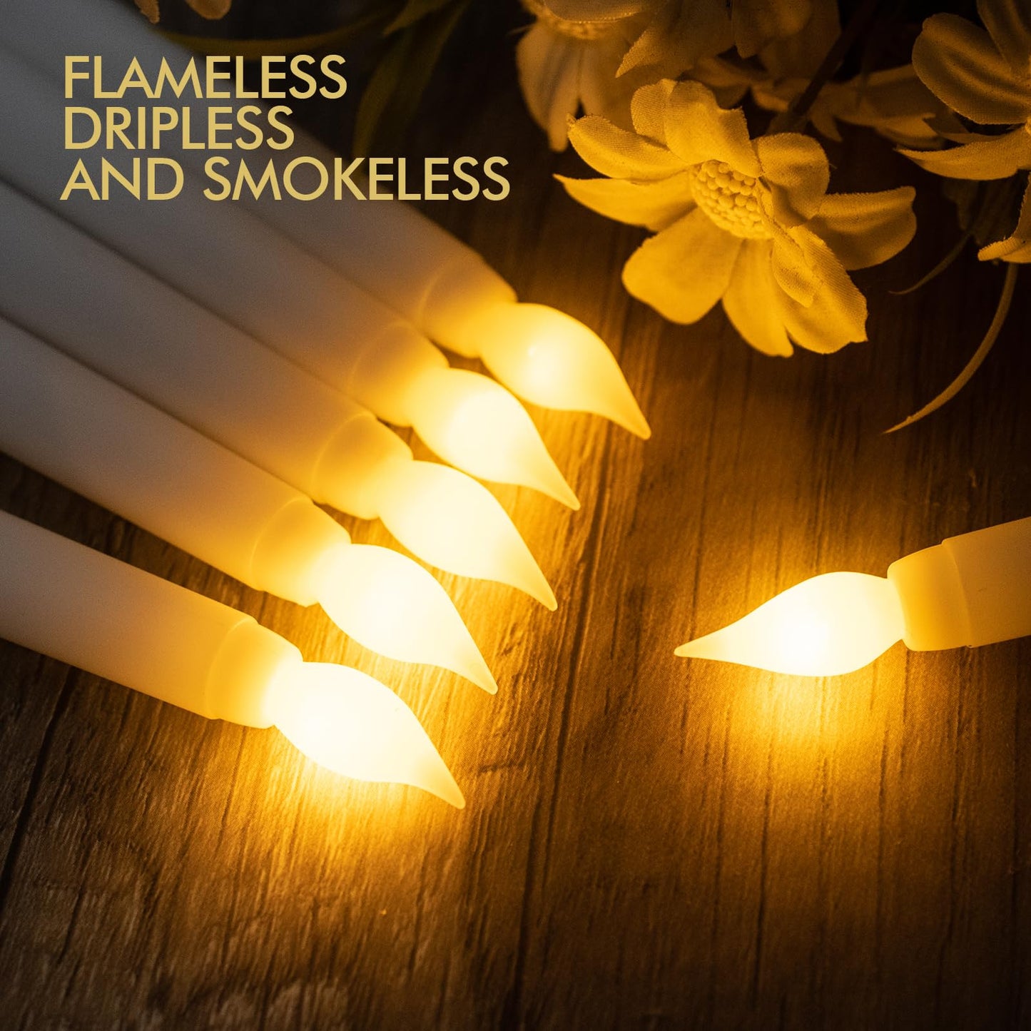 Bazayona 36pcs Flameless Flickering LED Taper Candles Bulk Battery Operated Candles for Christmas Halloween Birthday Wedding Party, (Ivory, 11 inch, 36pcs)