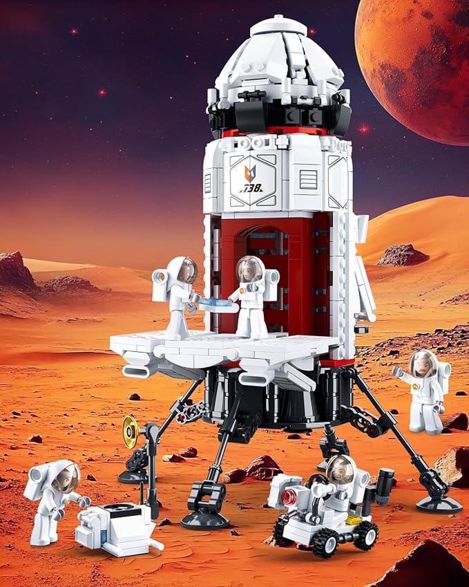 Rocket Building Set with Mars Rover & 5 Astronaut Minifigures City Space Rocket Launcher Building Kit for STEM Role-Play Gift Kids Toys for Boys 8-12 Compatible with Lego City Space 733 PCS