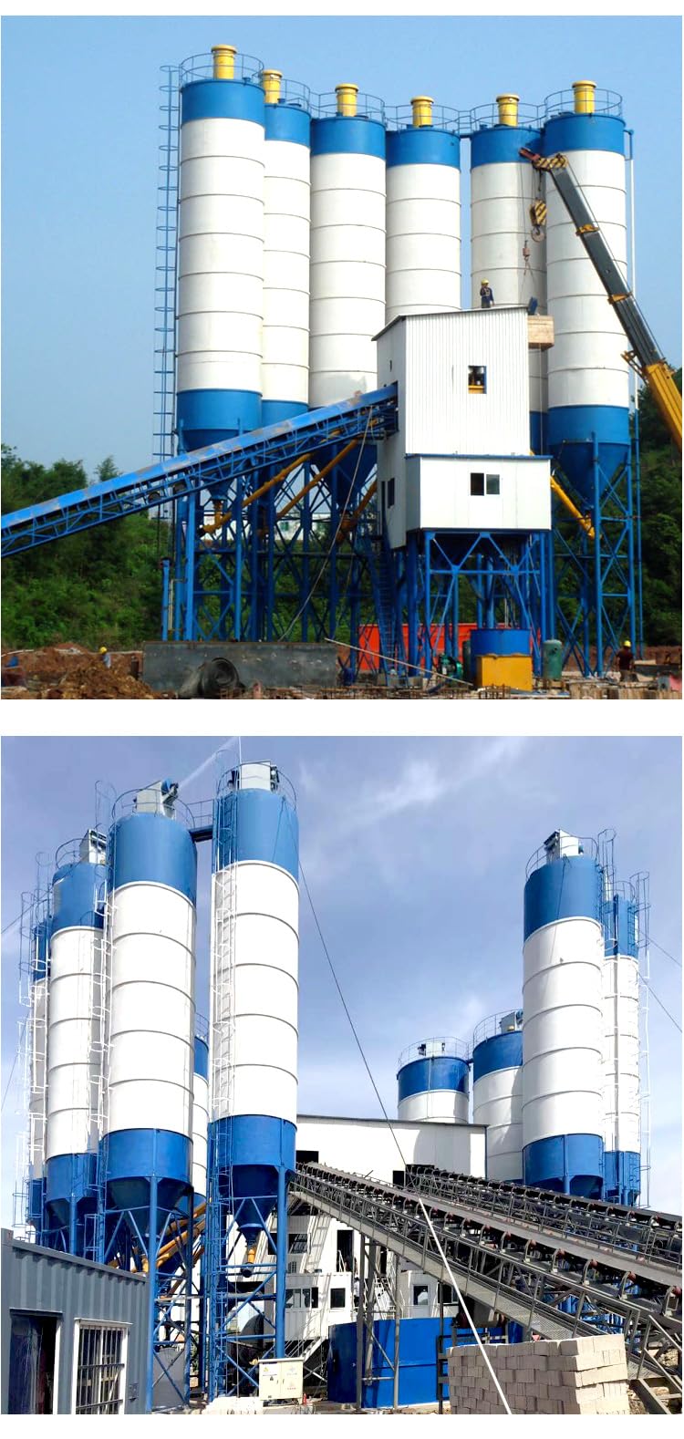 High-Performance Concrete Batching Plant with enclosed powder handling, noise-controlled exhaust and reinforced steel body, ideal for commercial concrete manufacturing and heavy construction