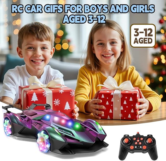 SASBSC Lamb Remote Control Car for Boys 4-7 8-12 Drift Rc Cars with 360° Rotation Spray Music & Lights 1:12 Rechargeable Rc Car Toys 10-12km/h Sport Race Toy Cars Gifts for Kids (Multi-Color)