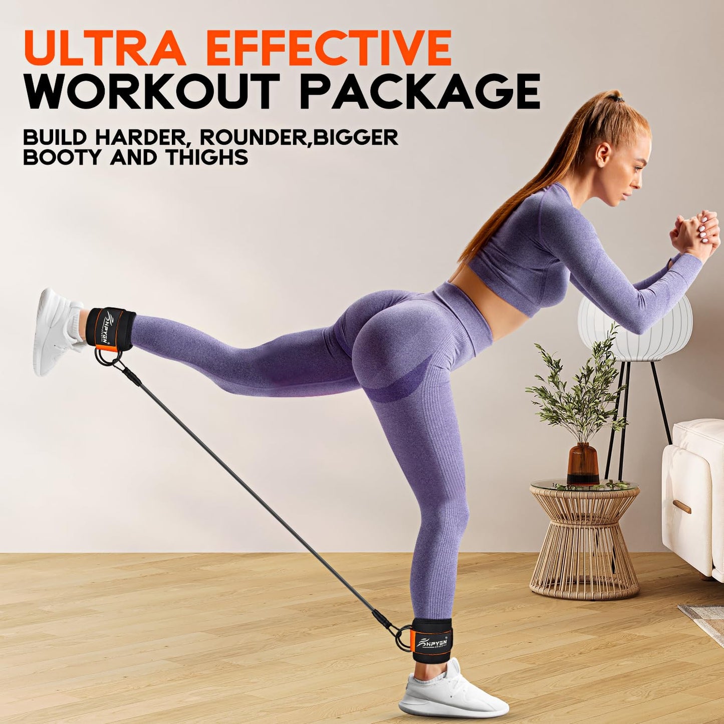 HPYGN Ankle Resistance Bands with Cuffs, Ankle Bands for Working Out, Resistance Bands for Leg Butt Training Exercise Equipment for Kickbacks Hip Gluteus Training, Ankle Strap with Exercise Bands