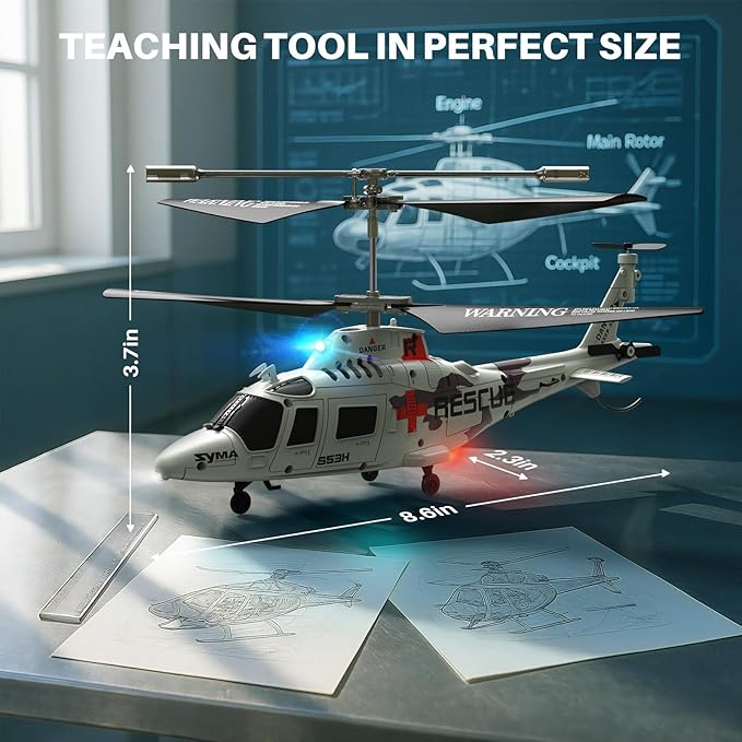 SYMA Remote Control Helicopter - S53H Rescue RC Helicopters with Upgraded Protection System Lifelike Simulation Easy to Fly Educational Toy & Gift for Boys Girls Beginners