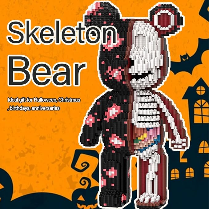 DAHONPA Animal Graffiti Skeleton Bear Micro Building Blocks Set(7220PCS) Gift for Adults and Kids