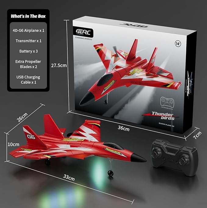 Foam RC Plane Toys with 3 Batteries Remote Control Airplane RC Jet Helicopter Drone Plane for Kids Adults Easy to Fly RC Fighter Remote Control Aircraft with Automatic Balance Gyro for Adult Kids