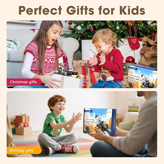 ACEBOTT Robot Kit Robotics for Kids Ages 8-12 12-16 STEM Toys for Boys with Remote & App Control Arduino & Scratch Compatible Science Kits for Kids Age 8-12 12-16 for Boys & Girls(Yel