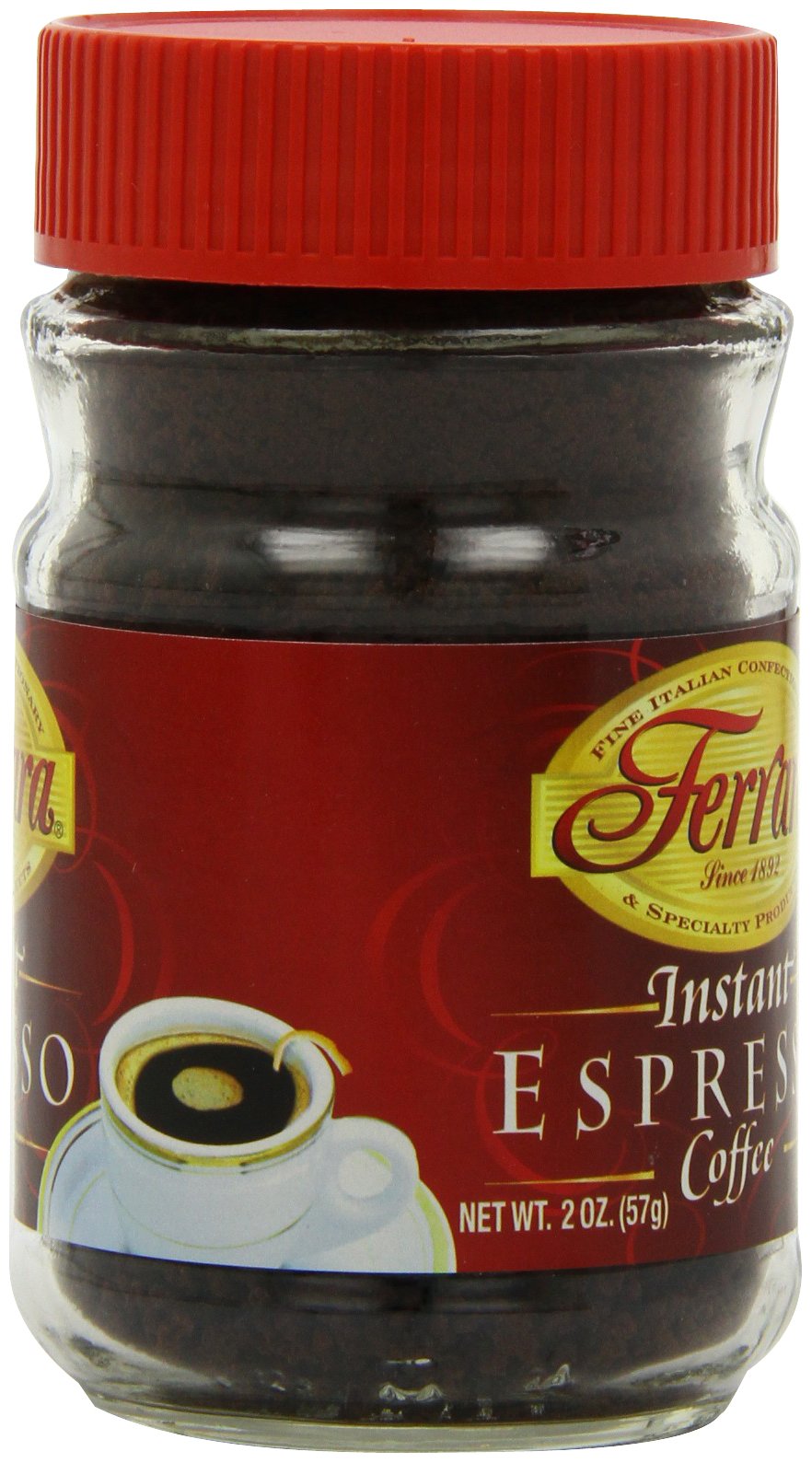 Ferrara Instant Espresso Coffee, 2-Ounce Glass Jars (Pack of 6)