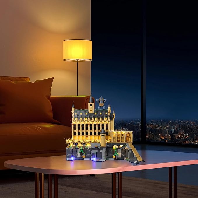 Kyglaring LED Lighting Kit Compatible with Lego Hogwarts Castle The Great Hall 76435 Building Blocks Set Upgraded Remote Control Multi-Light Effects & Sequences (Lights Only)