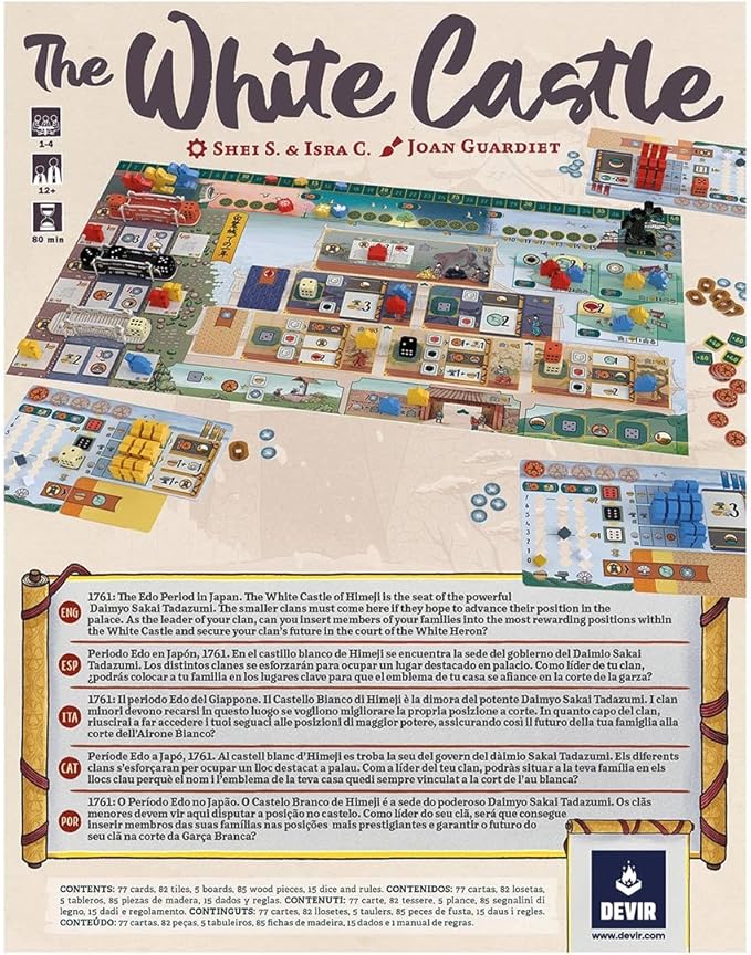 Devir - The White Castle Board Game – Strategic Eurogame with Worker Placement Dice Placement & Resource Management for Teens and Adults Ages 12+ 1–4 Players 85 Playtime Multilanguage