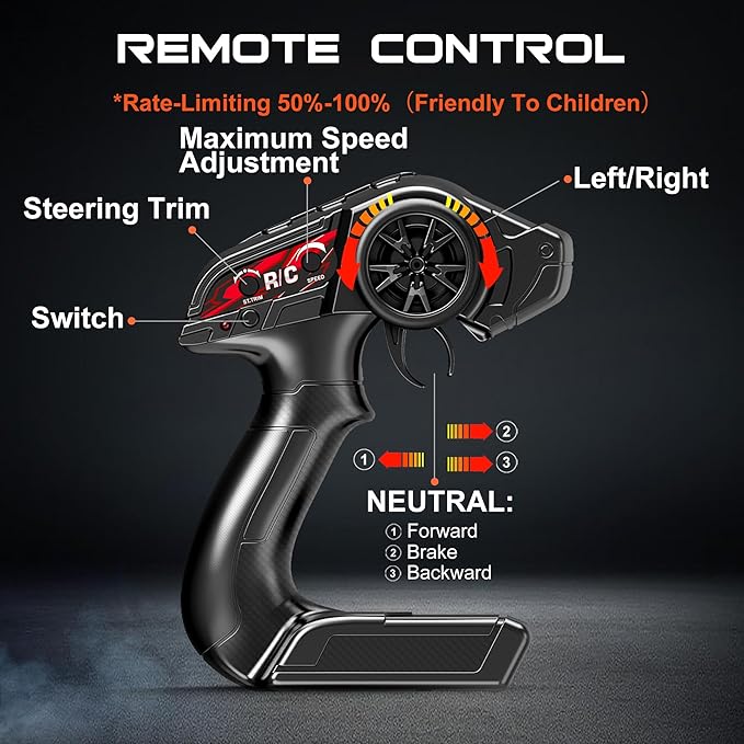 1:18 All Terrain RC Car for Adults & Boys (HS18305) 4WD Off-Road RC Truck High Speed Fast 40+ KPH 4X4 Waterproof Remote Control Car with 2 Rechargeable Batteries