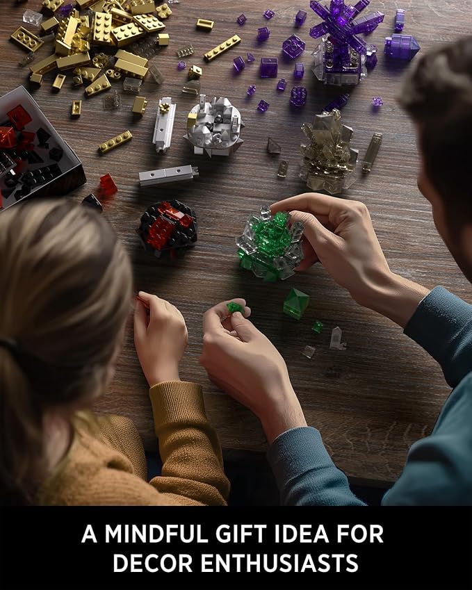 Nifeliz Geology Rock Collection Building Set for Adults 6 Different Kinds of Gemstone Model Toys Creative Desk Decoration & Fun Gift for Mineral Lovers (616PCS NF10306)