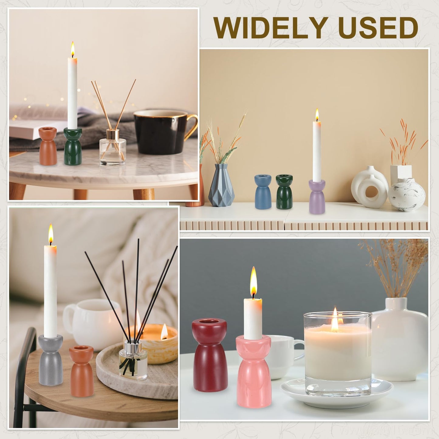 uxcell 2 Pack Candlestick Holder Light Yellow Ceramic Taper Candle Holder Candle Stand Holders Modern Style Decoration for Centerpiece Tabletops Anniversary