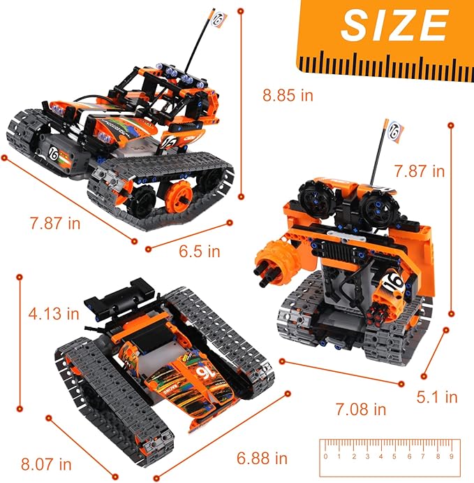 BIRANCO. STEM Remote Control Building Kit 3 in 1 RC Tracked Racer/Tank/Robot Engineering Toys Science Construction Play Set Toy Car Christmas for Boys & Girls Age 8-12 (392pcs)