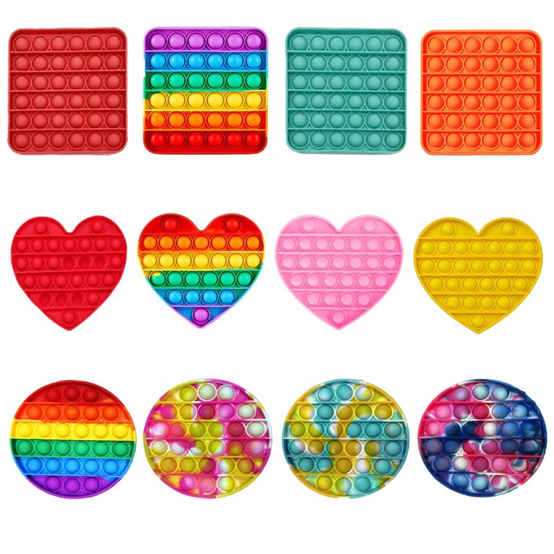 12pcs 5in Random Pop Bubble Fidget Sensory Toys, Pop Toy Bulk for Party Favor, Classroom Student Prizes Easter Basket Goodie Bag Stuffers Christmas Valentine Gift for Kid