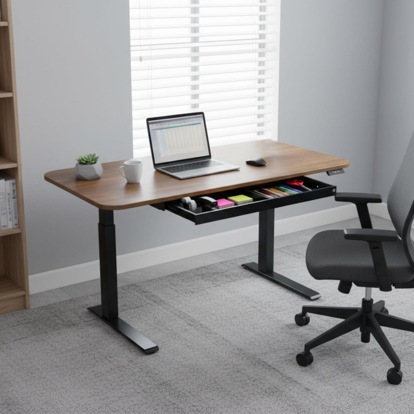 Perfect POSTURE Max Under Desk Storage Drawer – Large Desk Drawer with Lock for Regular & Sit-Stand Standing Desks, Gray (13" x 26.5")