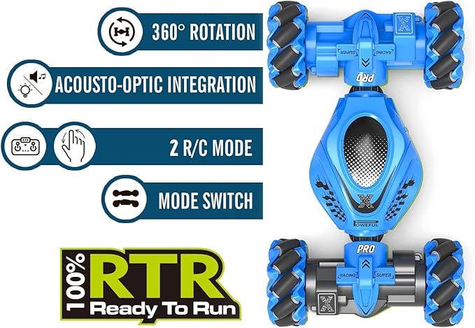 RC Car Gesture Sensing Stunt Car Toys for Boys Girls 6-12 Best Gifts for Kids Boys 6 7 8 9 10 11 12 Years Old 2.4GHz 4WD RC Toy Off-Road 360° Rotate All-Round Drift with Lights Music