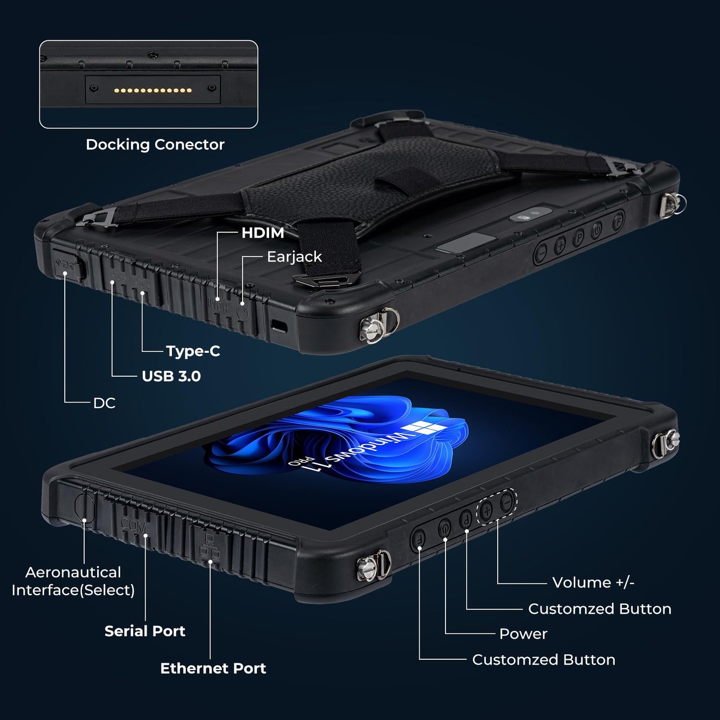 MUNBYN Rugged Tablet IRT08, 10.1 inch Windows Tablet, Windows 11 Pro, 8GB+128GB, Intel N5100,Sunlight Readable, 4G LTE GPS Heavy Duty Industrial Outdoor Work PC, BT5.1 Wi-Fi, 2Y Protection