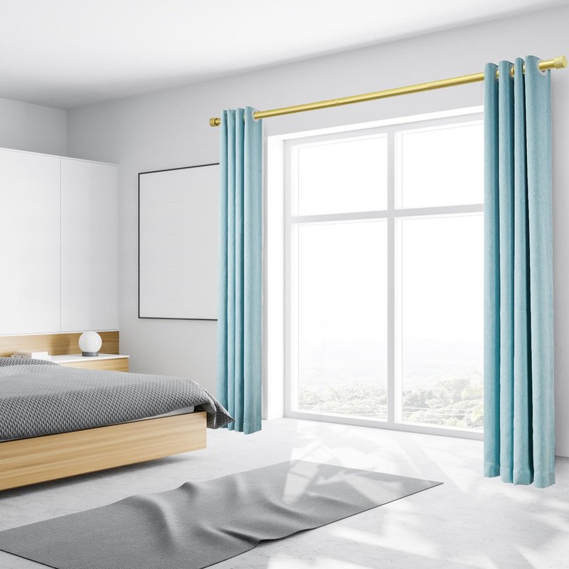 AMZSEVEN Curtain Rods for Windows, Drapery Rod 1 inch Diameter, Curtain Rod with Cylindrical Finials (White, 16" to 48" - 1'' rod)