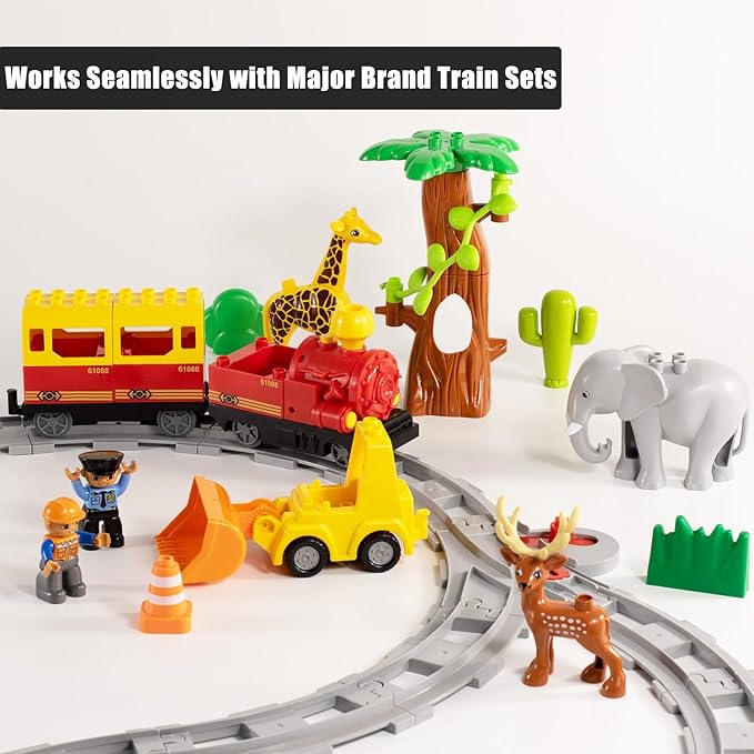47-Piece Train Track SetClassic Railway Track with 30 Curved Tracks14 Straight Tracks2 Switch and 1 crossoverTracks-Compatible with All Major BrandsLight Grey Toy Track Accessory for Kids