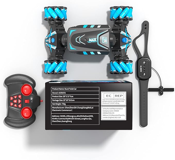 Axirata Remote Control Car Hand Controlled Gesture RC Stunt Car with Spray & Lights & Music for Kids 6-13 Year Old 4WD 2.4GHz Off-Road 360° Rotation Toy Car Gift for Boys Girls