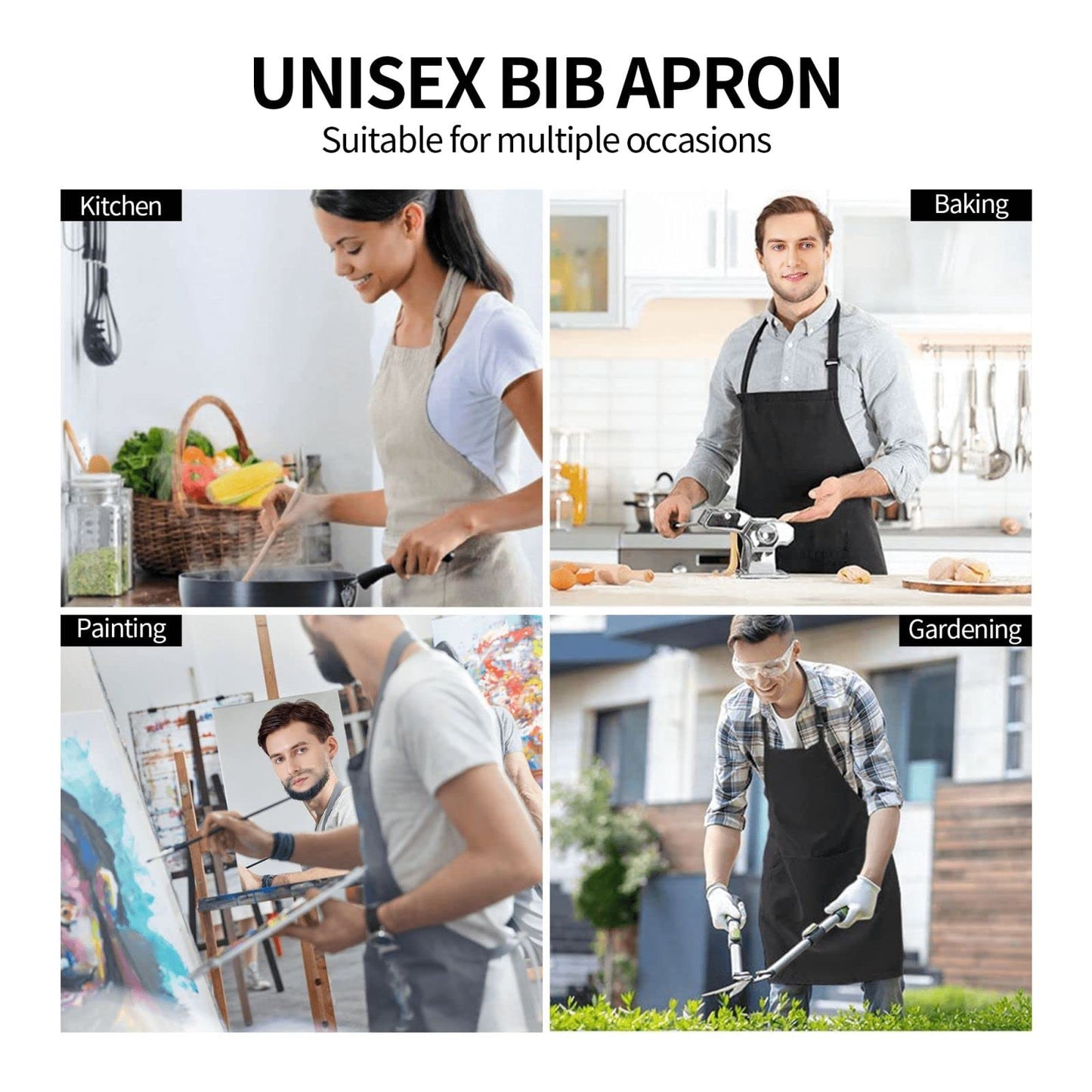 ROSIHODE Puerto Rico Flag Apron,Home Kitchen Cooking Baking Gardening Aprons With Large Pockets for Women Men