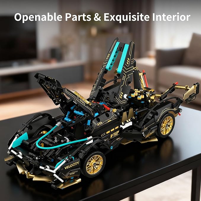 PIKARO Sports Race Car Building Set for Boys & Adults 1:14 MOC Toys Racing Model Car Kits Birthday Gifts for Kids Teen Age 8-14 12-16