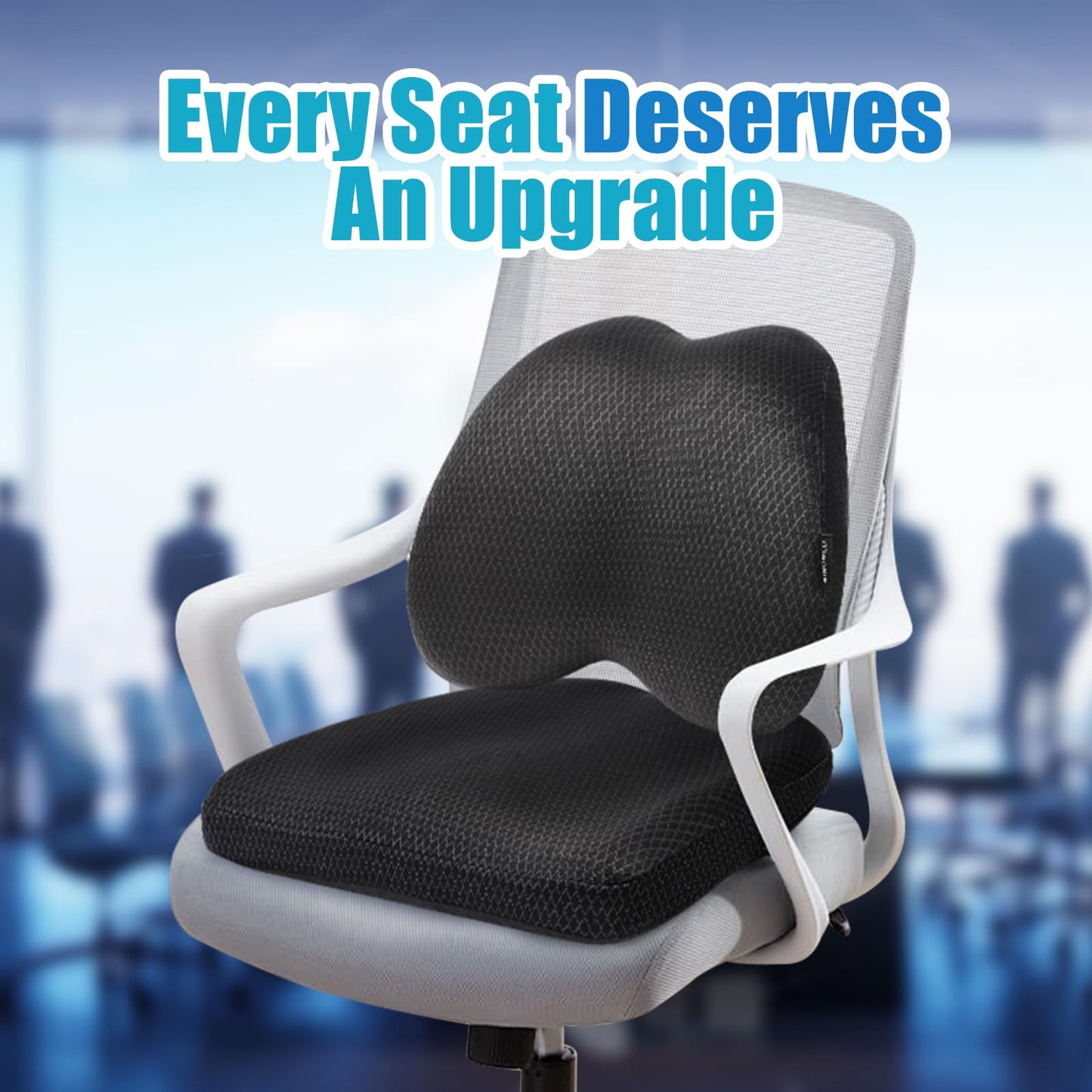 AIHOMED Lumbar Support Pillow Office Chair Car Back Pillow, Ergonomic Lower Back Pain Relief Breathable Air Fiber Cushion for Long Sitting Worker Driver & Handicapped, Adjustable Strap (Dark Grey)