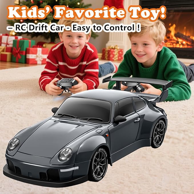 RC Drift Car 1:24 Scale Remote Control Vehicle with LED LightsDrifting Tires&Two Batteries Racing Sports Toy Idea Gift for Adults Boys Girls and Kids