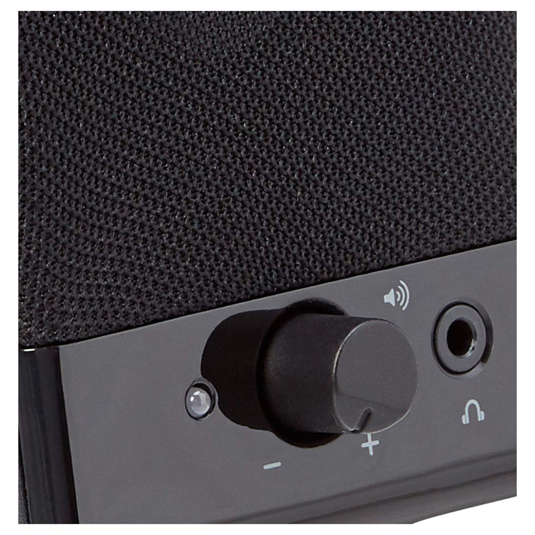 Amazon Basics USB-Powered Computer Speakers for Desktop or Laptop PC with Volume Control, Plug-N-Play, Black