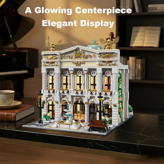 Paris Opera House Modular Building Sets for Adults European Theater Architecture with Light Kit & 8 Figures Collectible Club Building with Guitar for Music Lovers Gifts (4490 PCS)