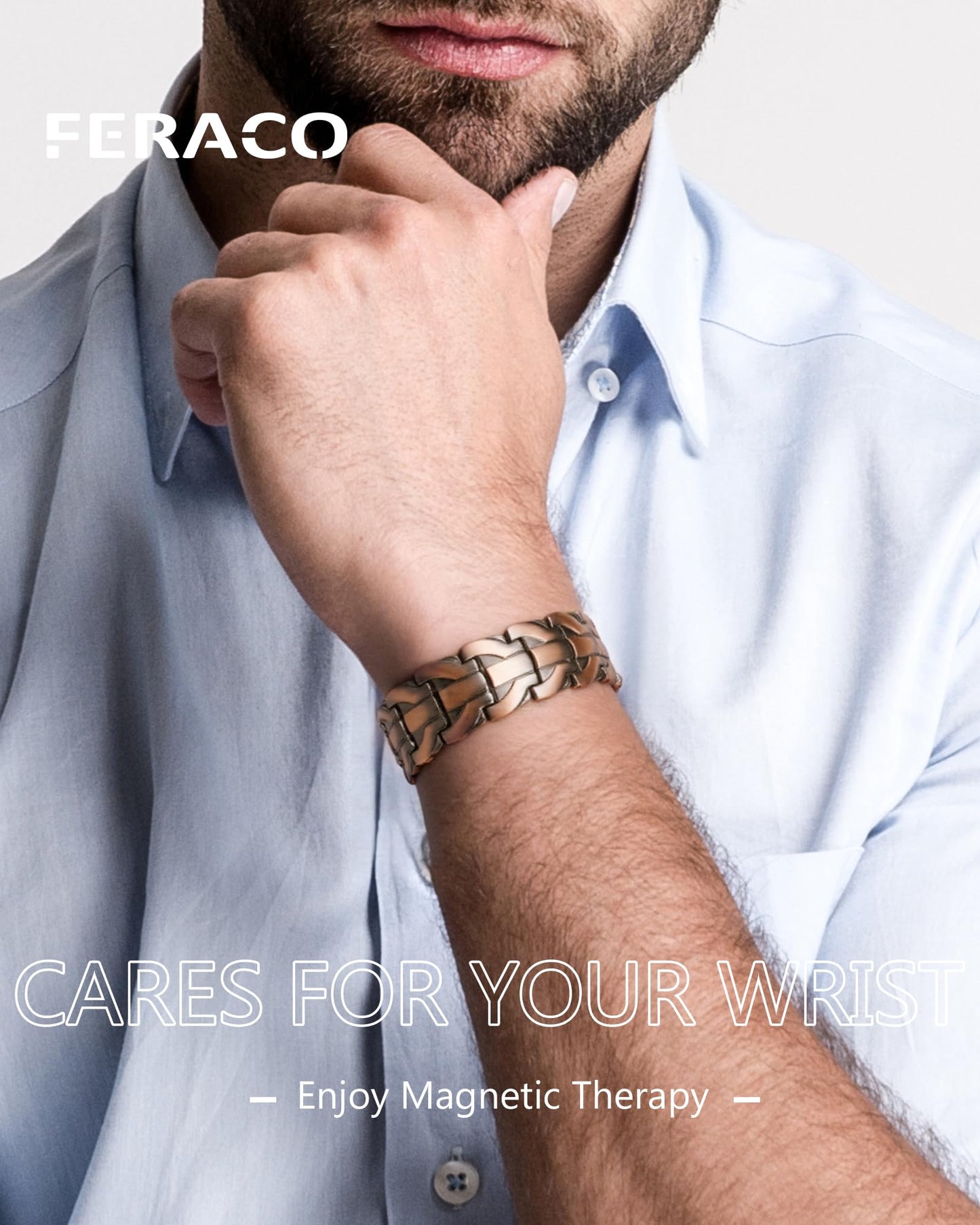 Feraco Copper Cross Bracelet for Men,Magnetic Therapy Bracelet Copper Jewelry with Powerful 3800 Gauss Magnets,Cooper Bracelet for Man