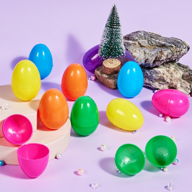 JOYIN 3.15" Easter Eggs, Fillable Plastic Eggs Empty Colorful Bright Eggshells with Hinge for Easter Hunt, Filling Treats, Party Favor, Basket Stuffers, Classroom Prize Supplies, 36PCS