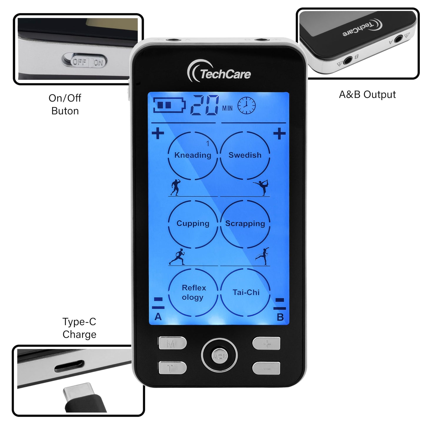 TechCare Plus 24-Mode TENS & EMS Dual-Channel Muscle Stimulator – Rechargeable Pain Relief Set with Massage Belt, Reflexology Shoes, Magnetic Therapy, Timer
