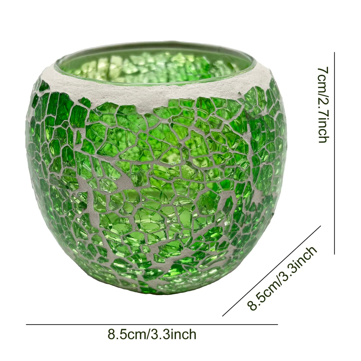 FlyEgg Romantic Mosaic Cracked Candle Holder,Candle Lamp Aromatherapy Candlescape Bowl for Valentine's Christmas Table Centerpiece,Party Decoration (Green)